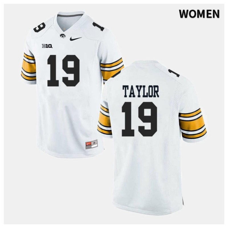 Women's Iowa Hawkeyes NCAA #19 Miles Taylor White Authentic Nike Alumni Stitched College Football Jersey AS34L86XG